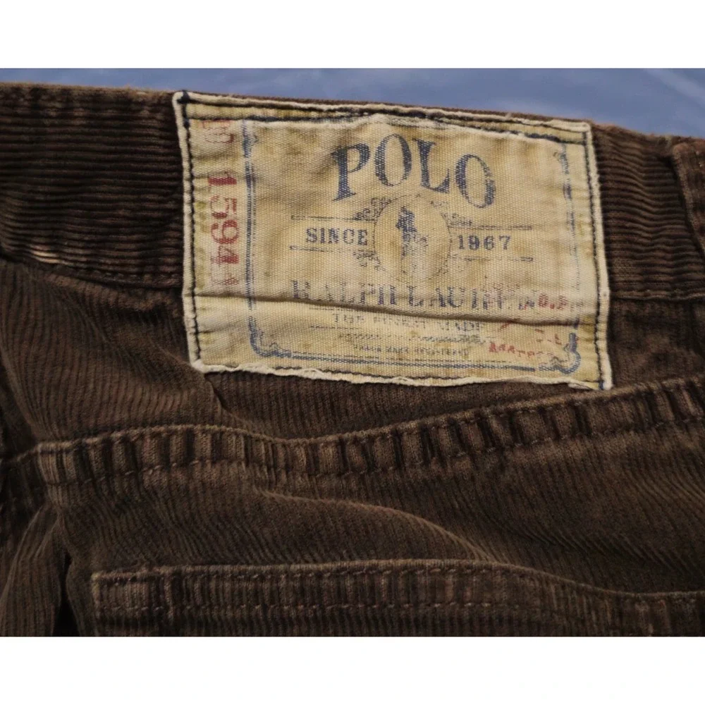 Vtg Polo Ralph Lauren Corduroy Brown Pants Size‎ 34 X 30